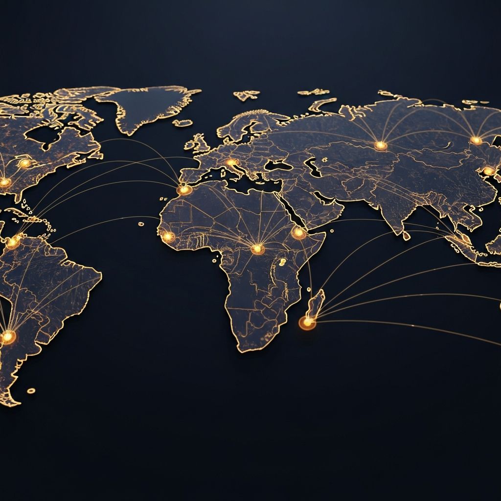 Global export network map showing Malsons Polymers presence in 30+ countries